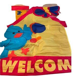 Welcome Birdhouse Blue Bird Sculpted Applique Yard Flag Meadow Creek 28" x 40"